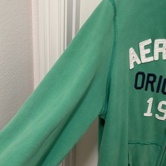 Aeropostale hoodie full zipper front men’s size XXL Green with logos, stained - Picture 4 of 14